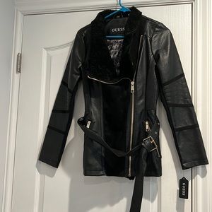 Guess black faux leather jacket